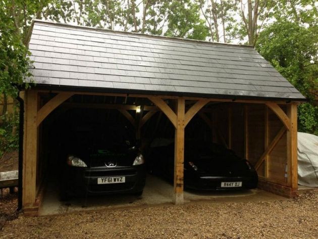 Traditional Oak Framed 2-bay Carport - Dreamscape Landscape gardeners